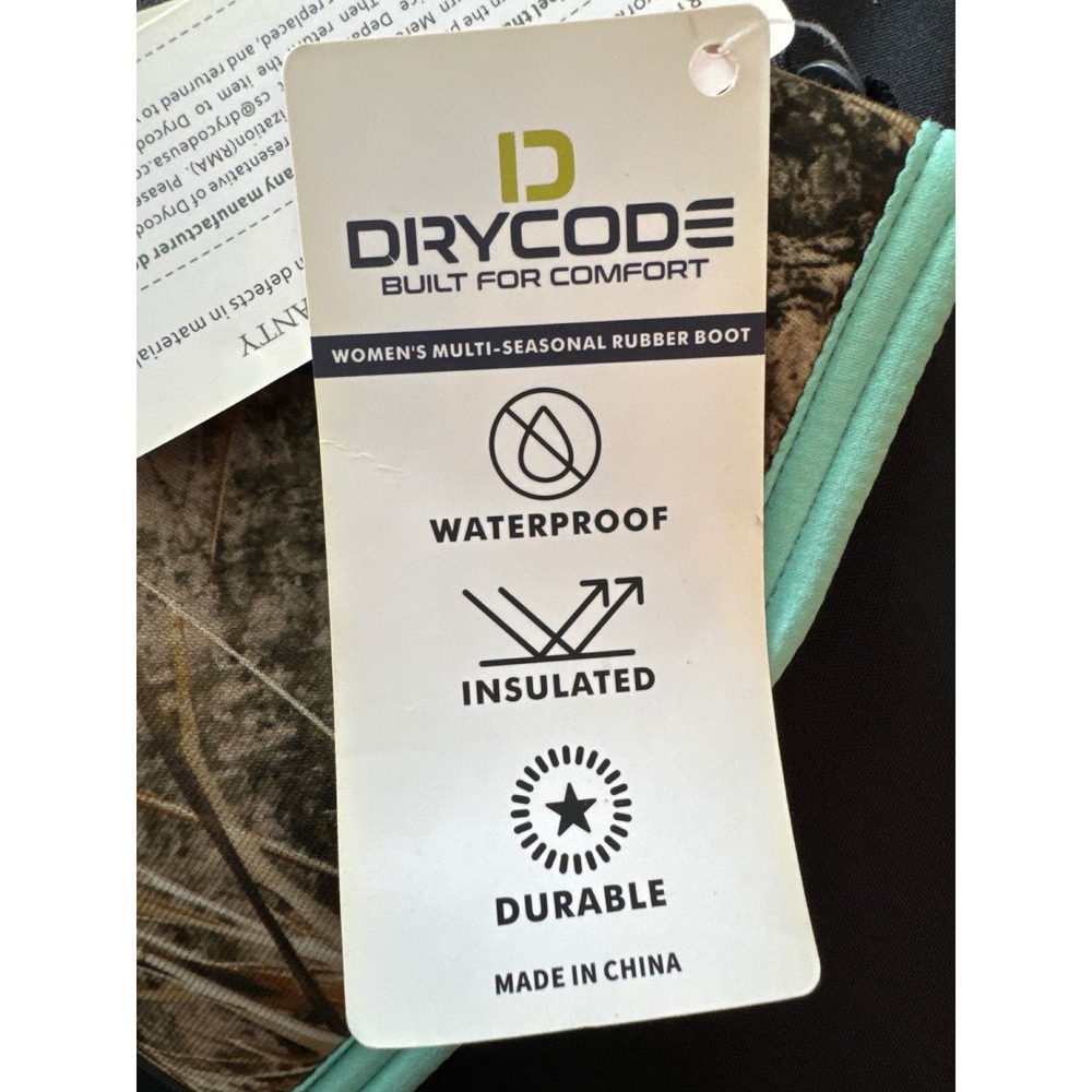 Drycode Womens Rubber Boots Camo Green Mint Cleated Waterproof Insulated Size 7 - Picture 5 of 16